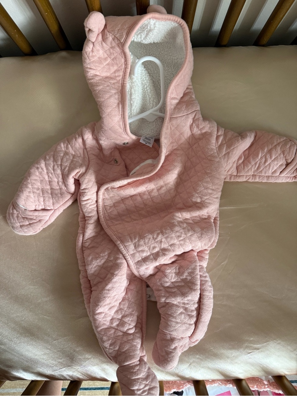 Carter's Quilted Pink Hooded Footie One-Piece